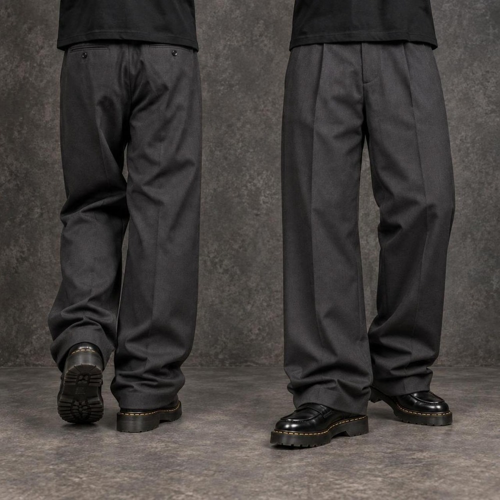 38x32 Gray Pleated Baggy Wide Leg Dress Pants Men's Grunge Y2K